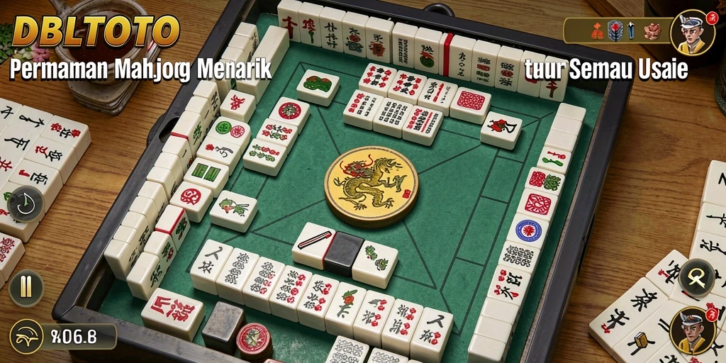 Tampilan gameplay DBLTOTO yang menyenangkan dalam permainan Mahjong.