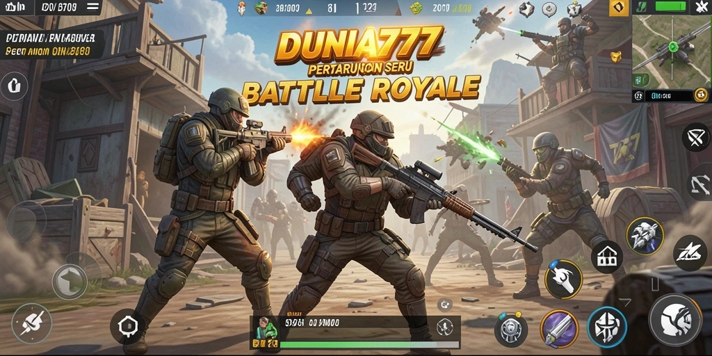 Gameplay DUNIA777 yang seru dan penuh aksi dalam pertarungan Battle Royale.