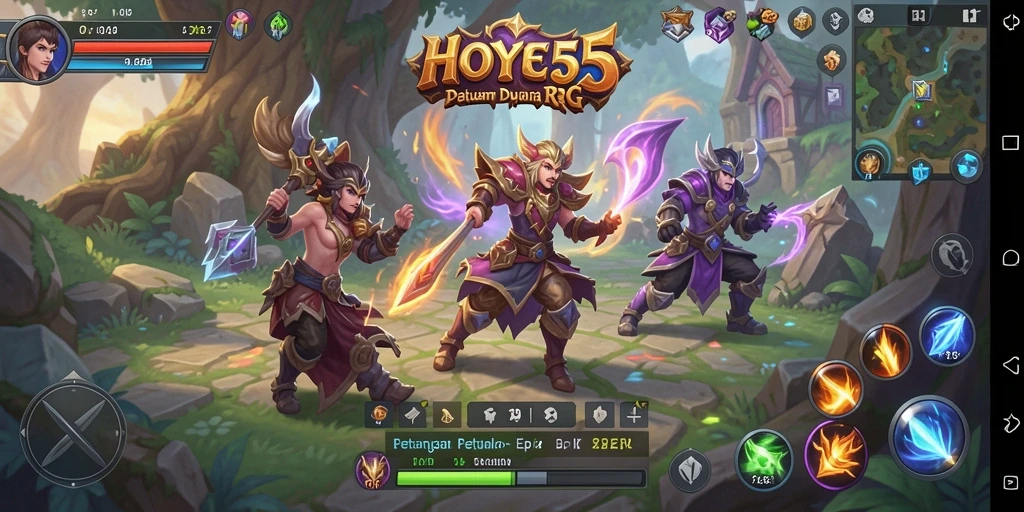 Screenshot gameplay menarik dari HOYE55 yang menampilkan pertarungan epik.