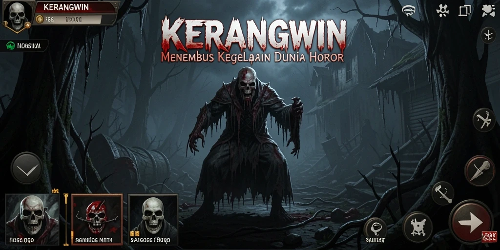 Tampilan gameplay KERANGWIN yang menegangkan dan menyeramkan.