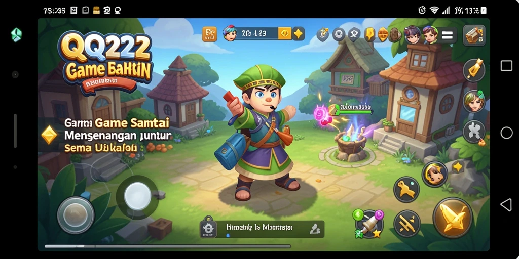 Tampilan screenshot utama QQ222 menampilkan gameplay santai yang menarik.