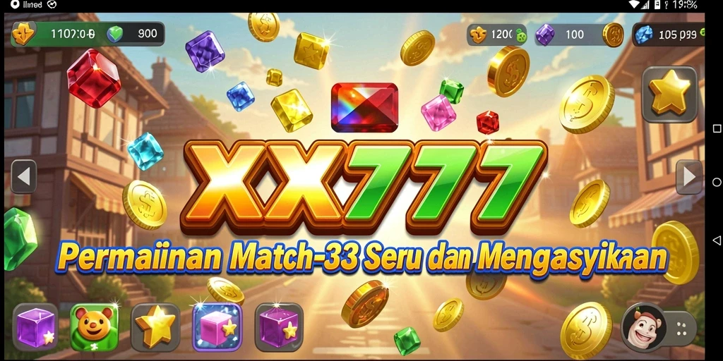 Tampilan permainan XXX777 yang menarik dan penuh warna saat mencocokkan item.